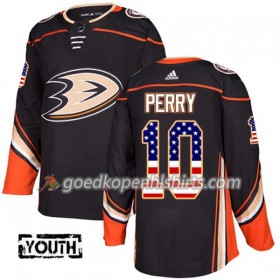 Anaheim Ducks Corey Perry 10 Adidas 2017-2018 Zwart USA Flag Fashion Authentic Shirt - Kinderen